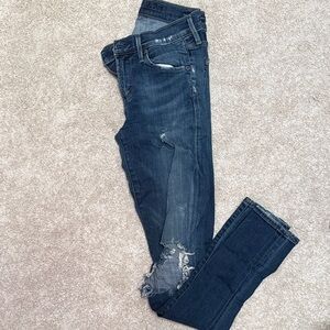 Citizens Of Humanity Dark Blue Distressed Skinny Jeans